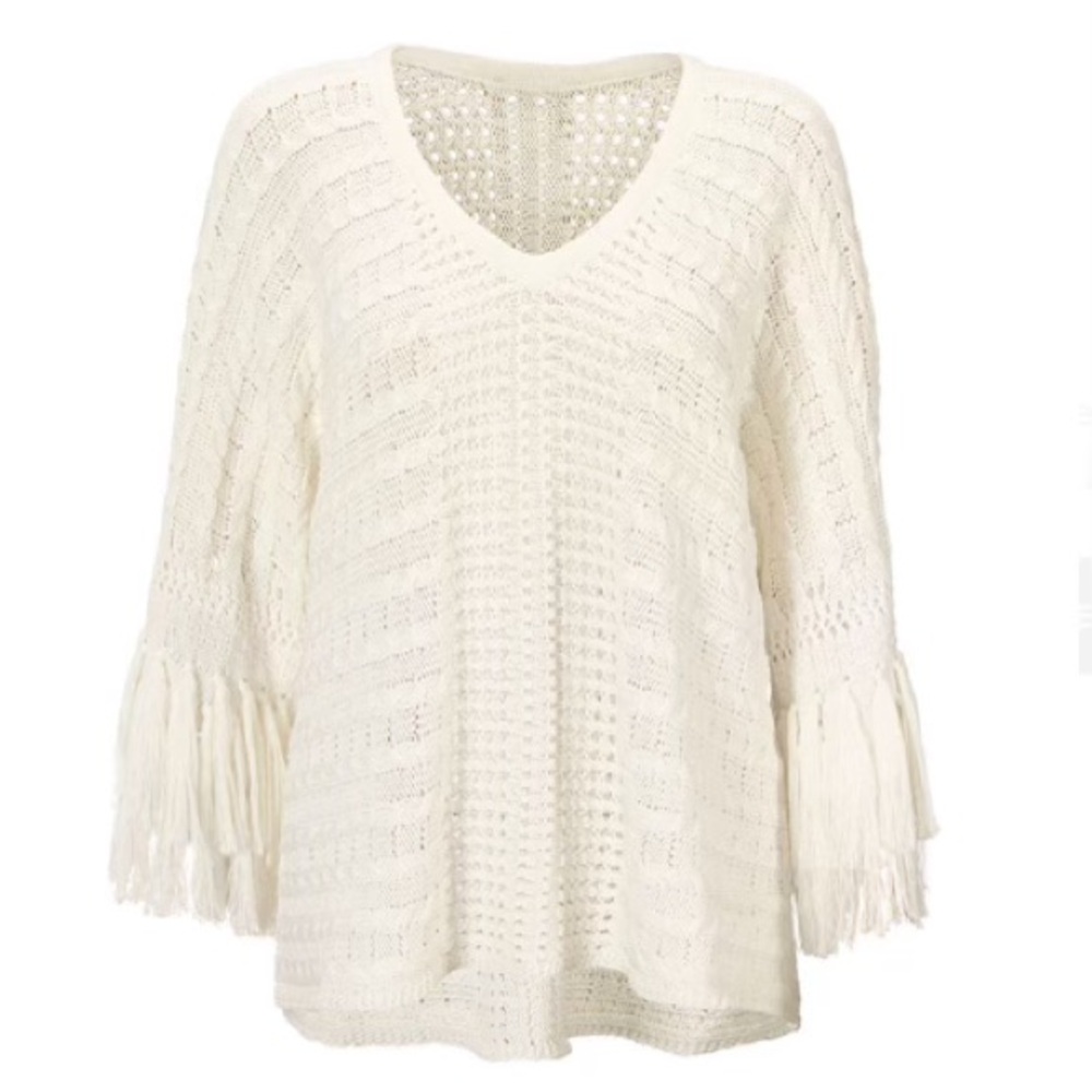 CAbi Cream Knit Poncho Sweater